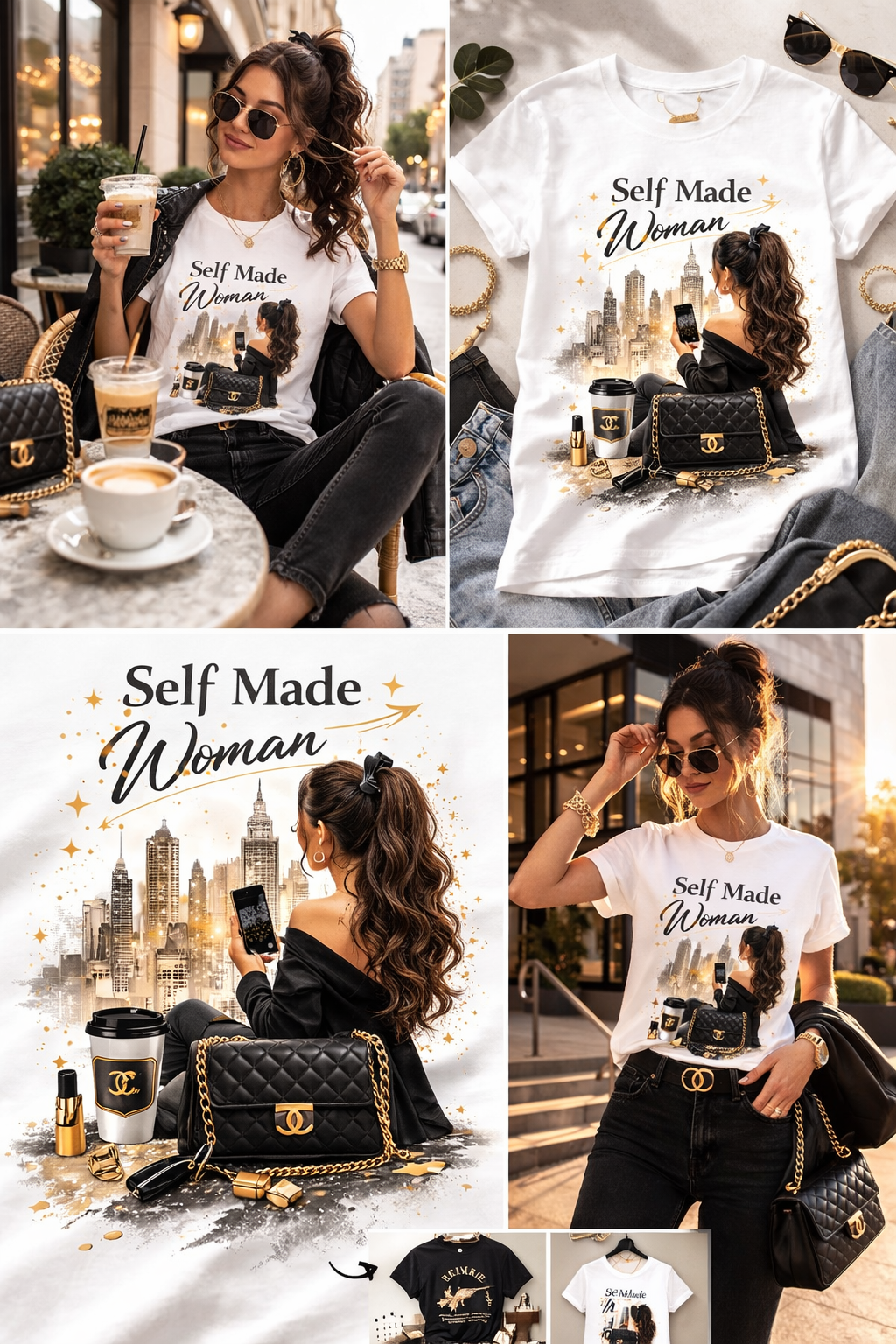 tricou alb damă „self made woman” cu imprimeu statement tricou alb damă „self made woman” cu imprimeu statement