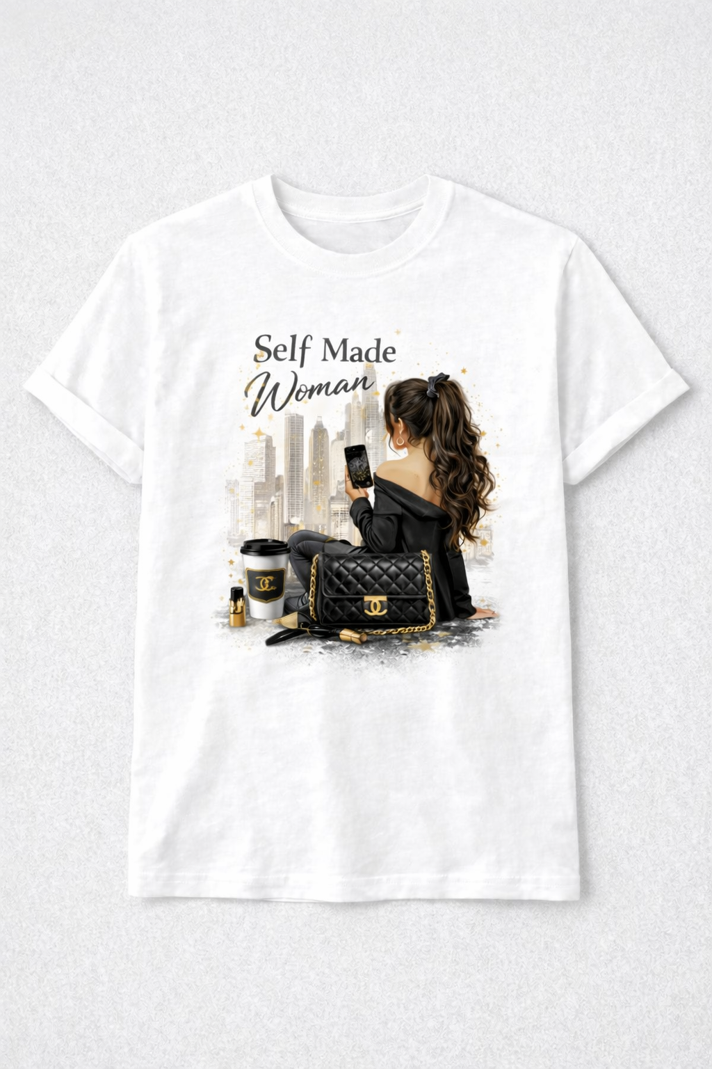 tricou alb damă „self made woman” cu imprimeu statement tricou alb damă „self made woman” cu imprimeu statement