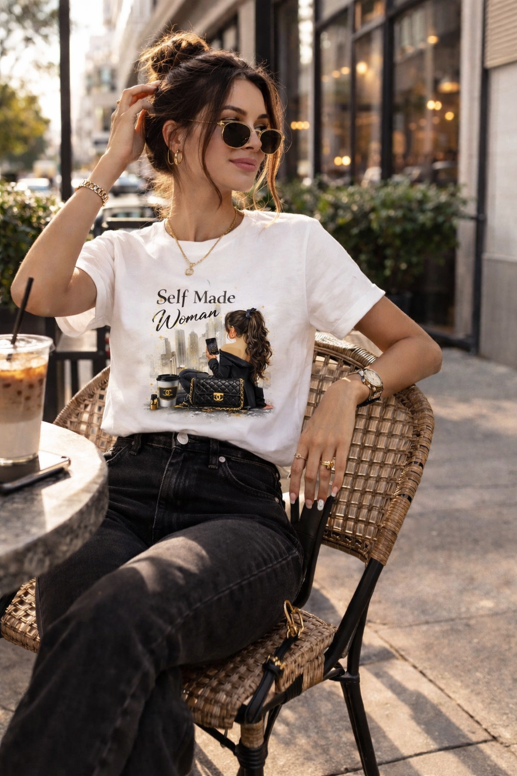 tricou alb damă „self made woman” cu imprimeu statement tricou alb damă „self made woman” cu imprimeu statement